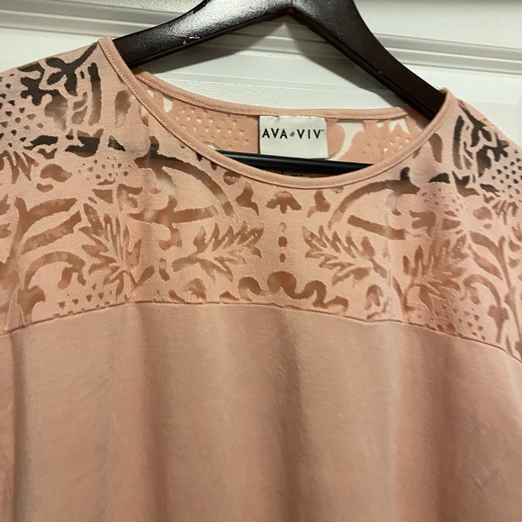 Ava & Viv Women's Blush Lace Accent Blouse - Picture 5 of 7